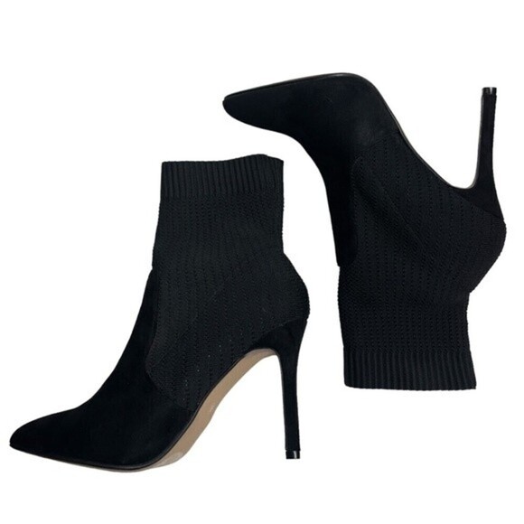 Catherine Malandrino Boots 9.5 Dnonita Black Stretch Knit Sock Bootie Heel - Picture 6 of 9